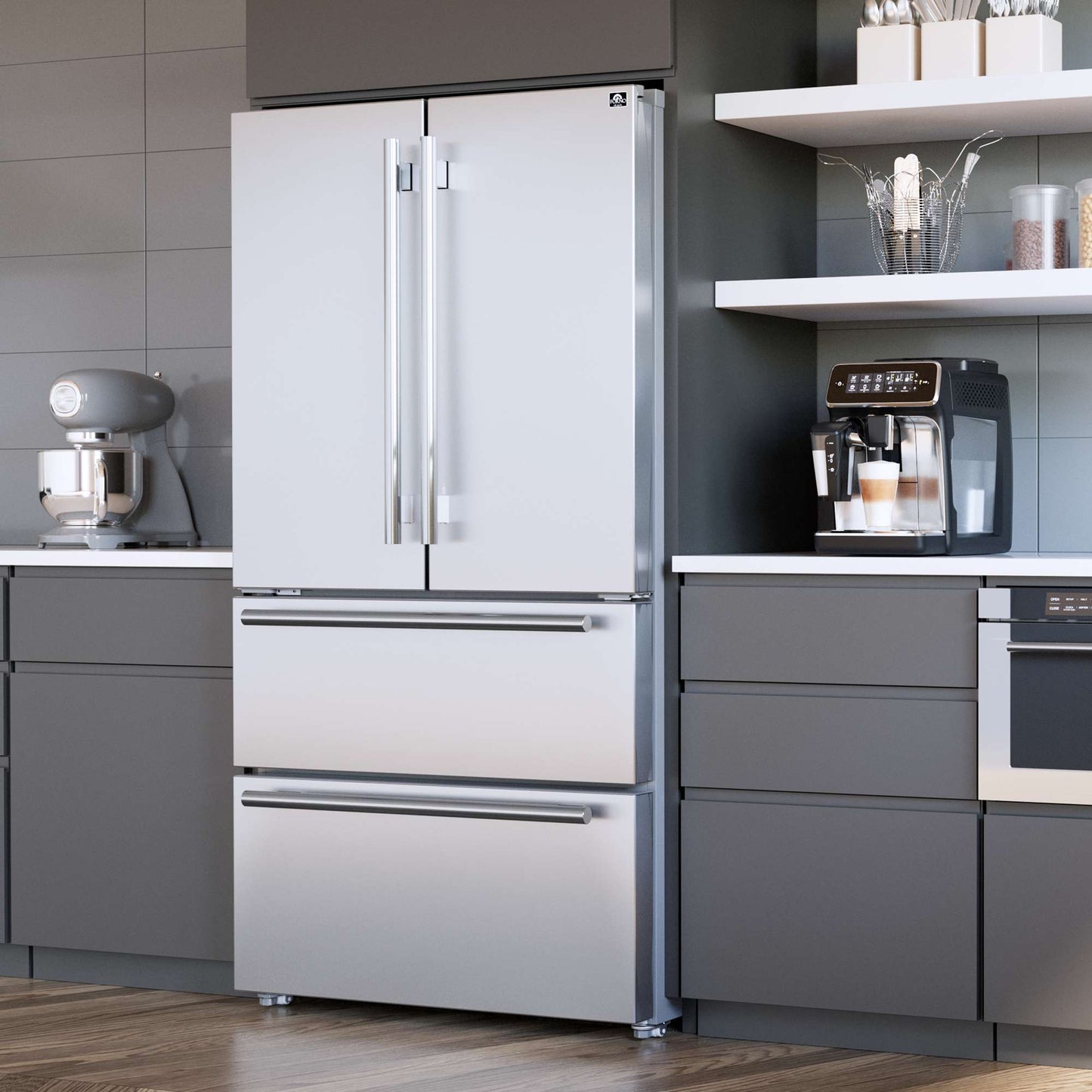 Forno Moena 36" French Door 19.2 Cu.Ft. Stainless Steel Refrigerator
