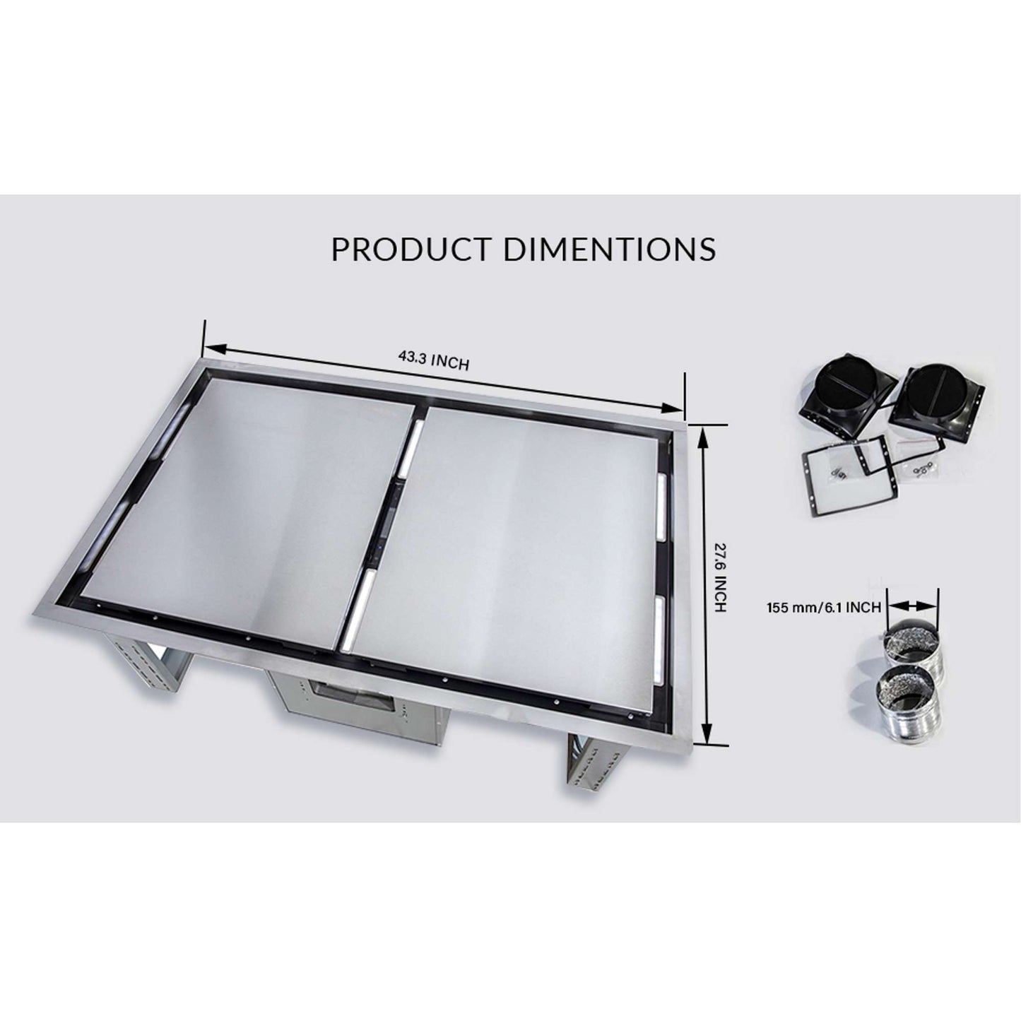 Forno Arezzo - 44" Ceiling Range Hood with Perimetric Heat, Odor, Gases and Steam Air Capture