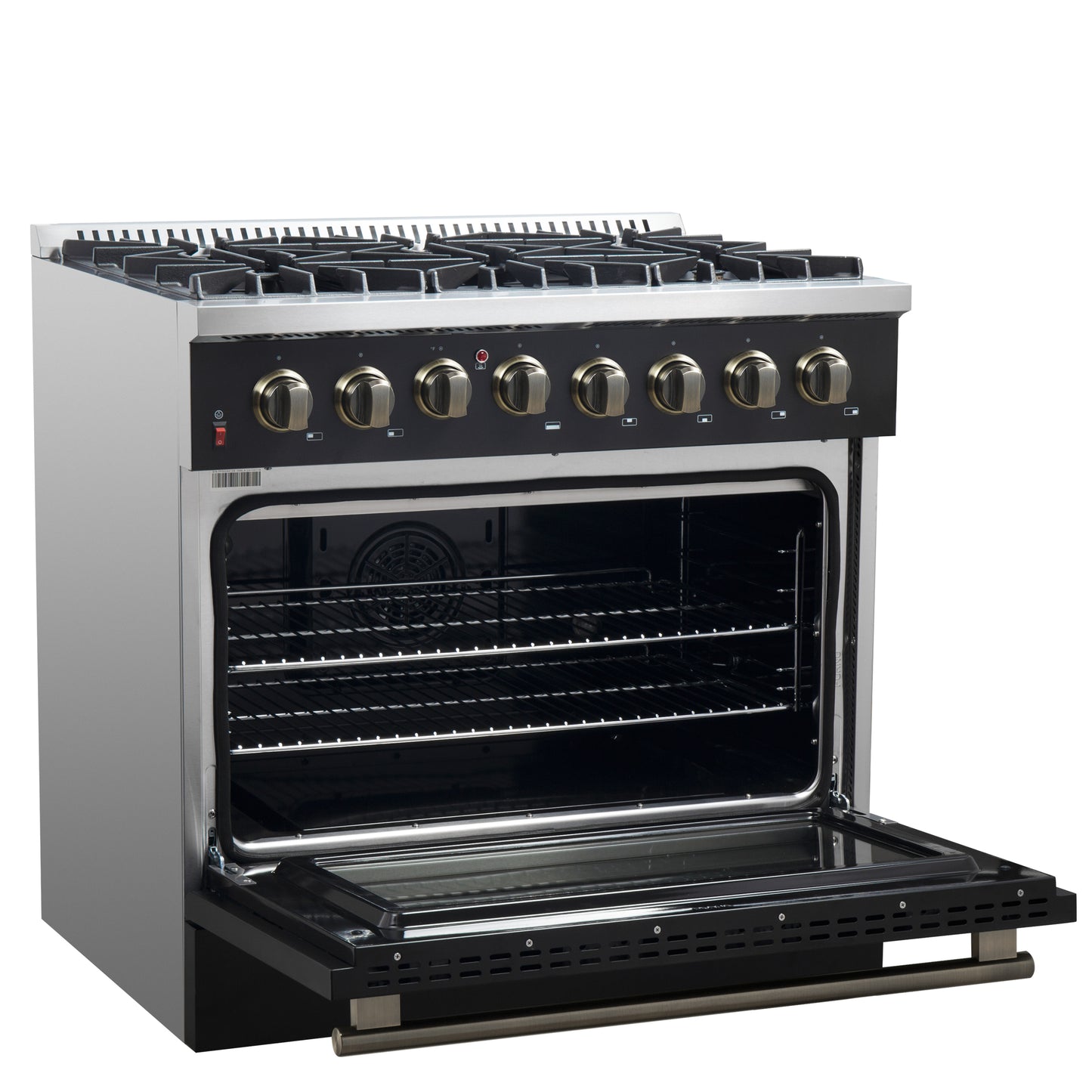 Forno Galiano 36" Freestanding Dual Fuel Range in Black