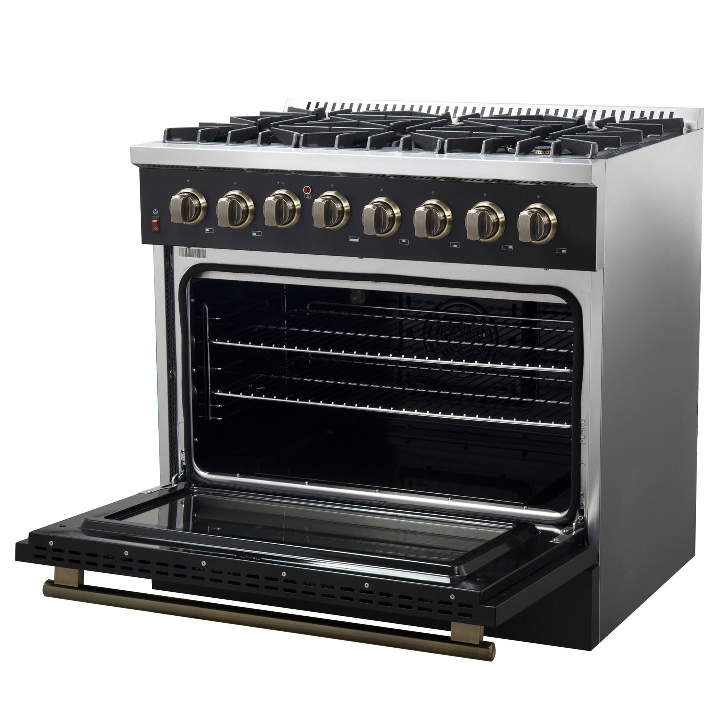 Forno Galiano 36" Freestanding Dual Fuel Range in Black