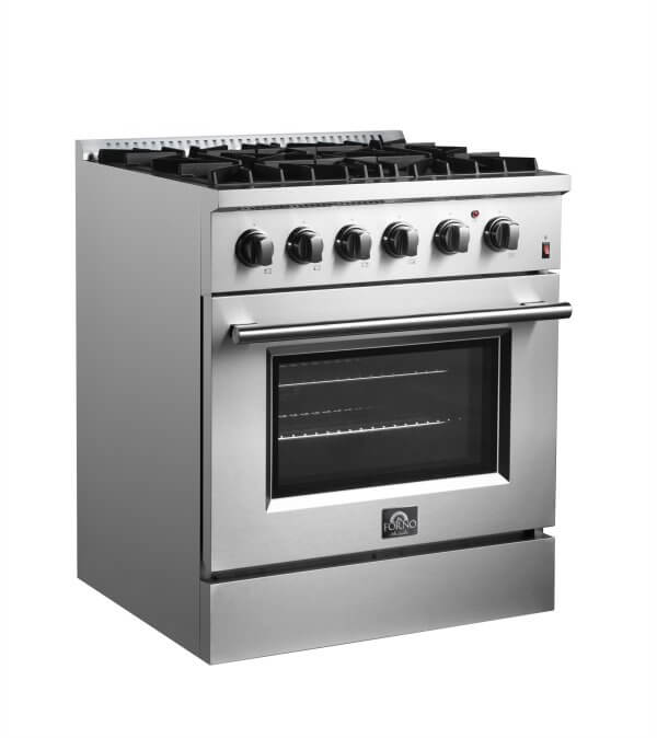 Forno Marco 30-inch Dual Fuel Range Stainless Steel, 4 Sealed Burners - 37,000 BTU, 4.32 cu.ft. True Convection Oven