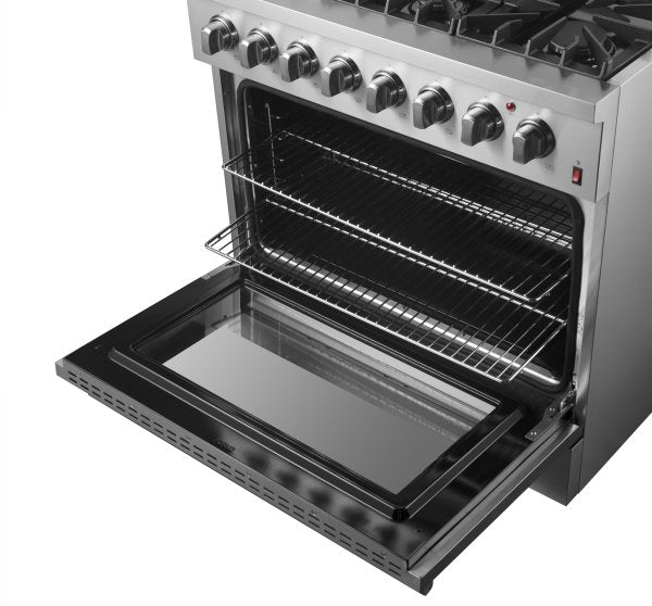 Forno Marco 36-Inch Dual Fuel Range Stainless Steel, 6 Sealed Burners - 67,000 BTU, 5.36 cu.ft. True Convection Oven
