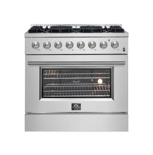 Forno Marco 36-Inch Dual Fuel Range Stainless Steel, 6 Sealed Burners - 67,000 BTU, 5.36 cu.ft. True Convection Oven