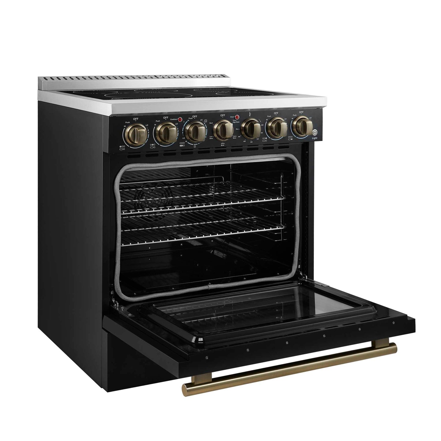Forno Paolo 30" Freestanding Electric Range in Black, 4.38 cu.ft. True Convection Oven