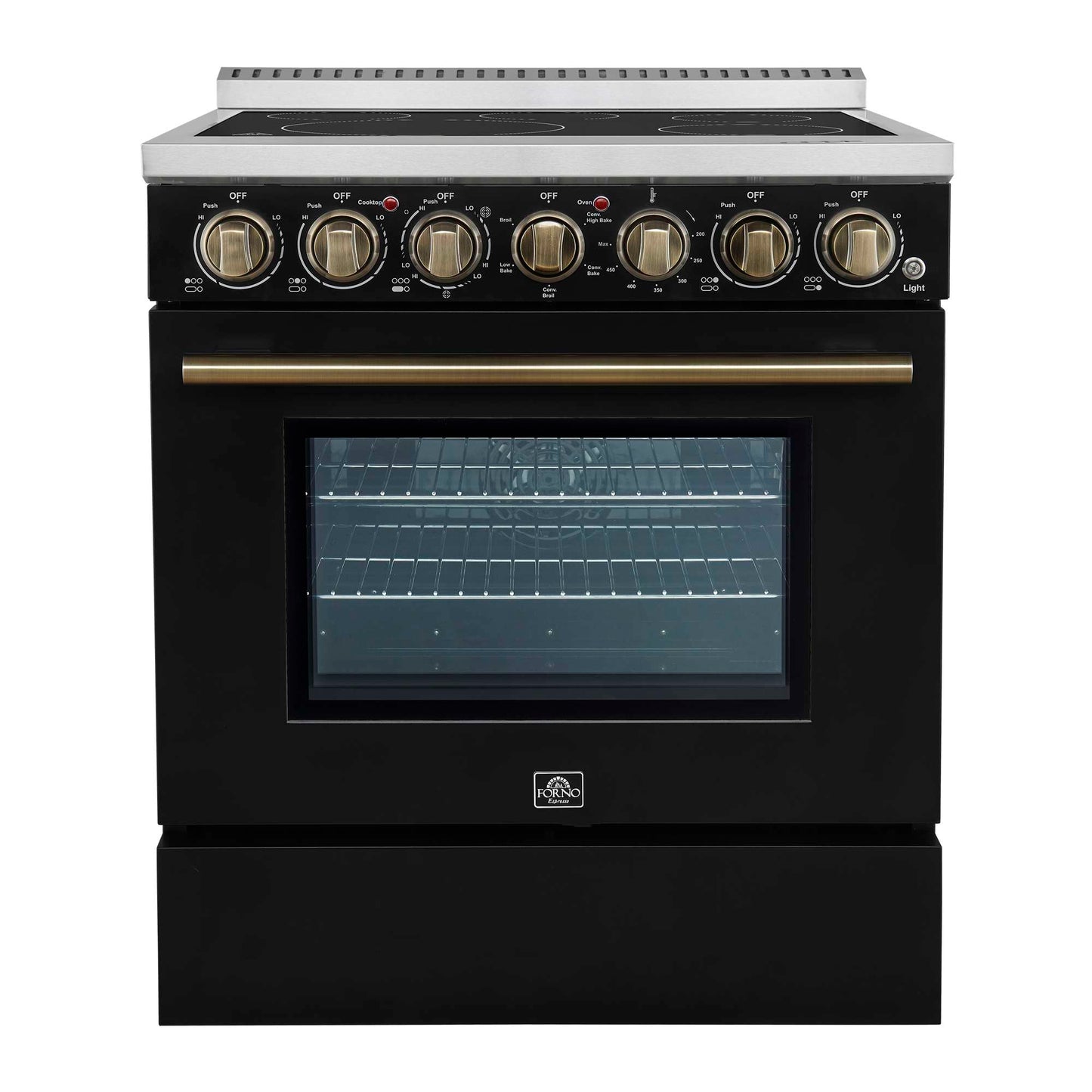 Forno Paolo 30" Freestanding Electric Range in Black, 4.38 cu.ft. True Convection Oven