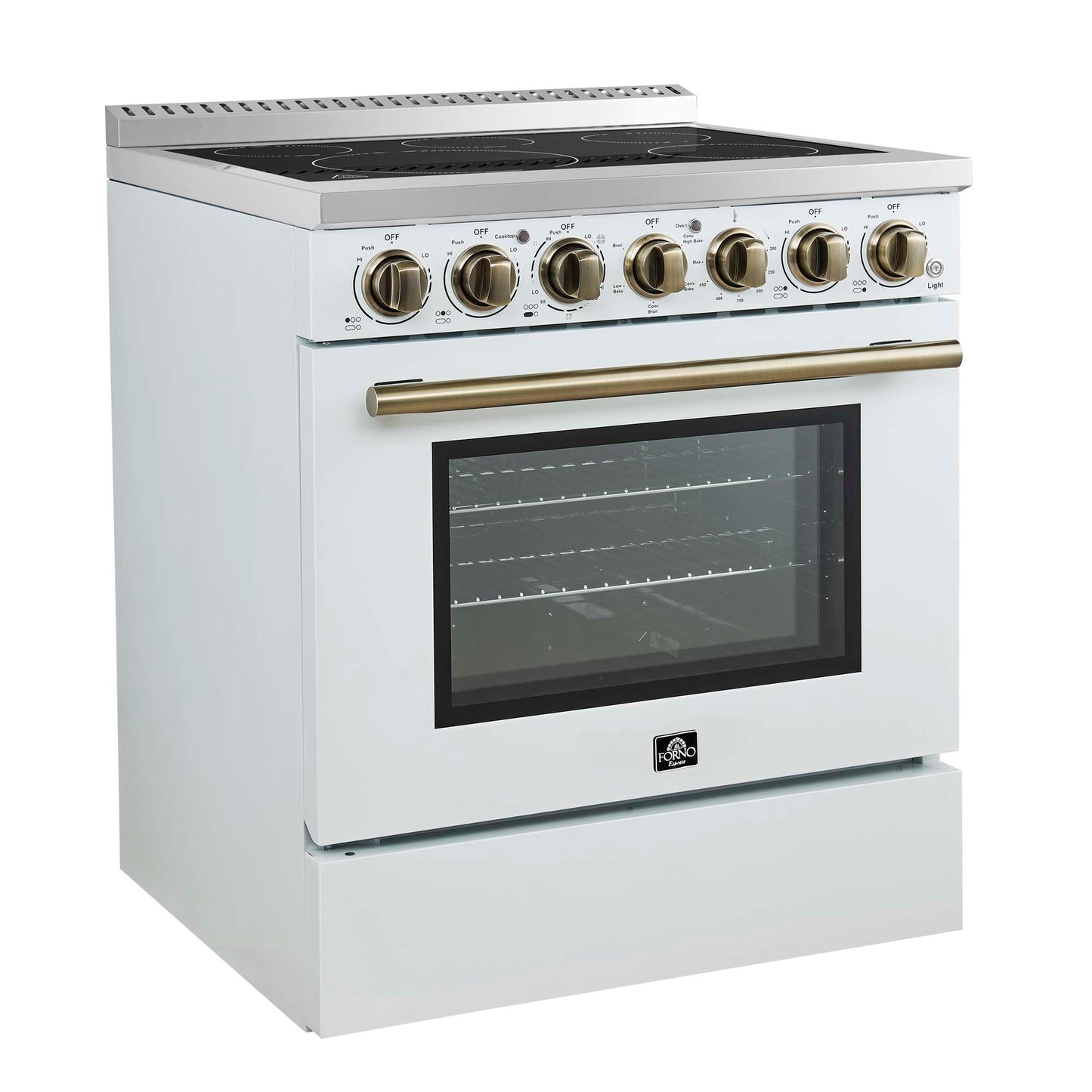 Forno Paolo 30" Freestanding Electric Range in White, 4.38 cu.ft. True Convection Oven