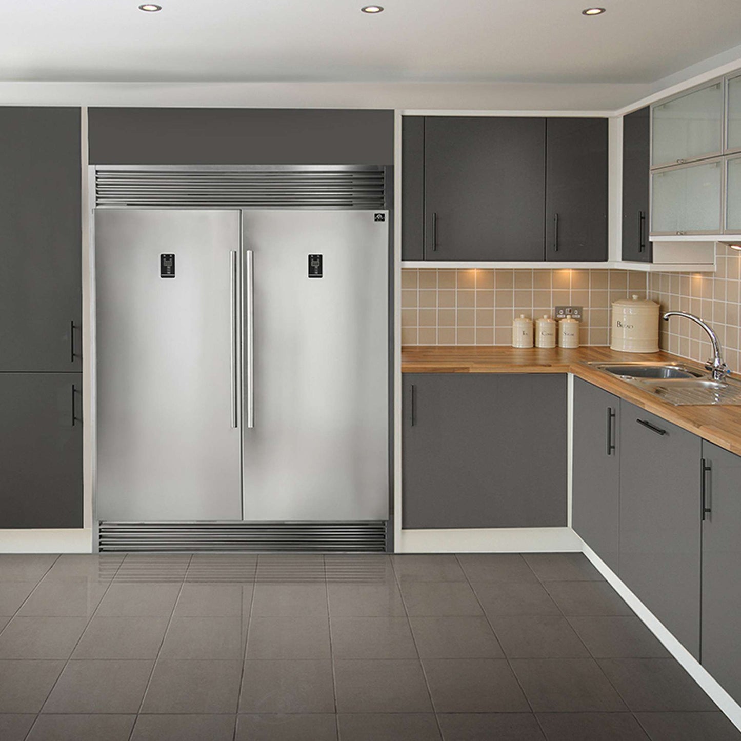 FORNO Premium 2-Piece Kitchen Bundle - Galiano 48" Dual Fuel Range, 60" Side-by-Side Refrigerator