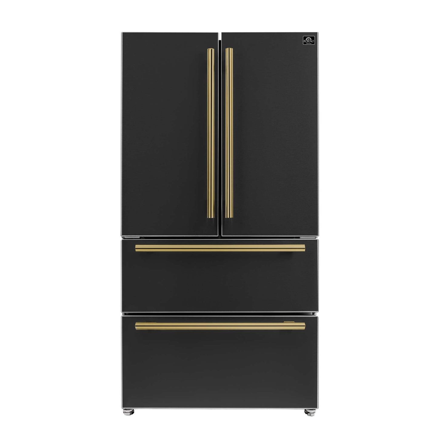 Forno Moena Espresso 36" French Door Refrigerator in Black, 19.2 cu. ft