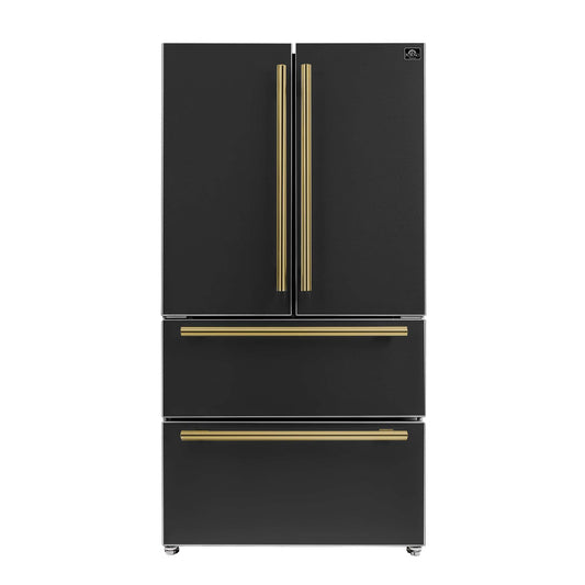 Forno Moena Espresso 36" French Door Refrigerator in Black, 19.2 cu. ft