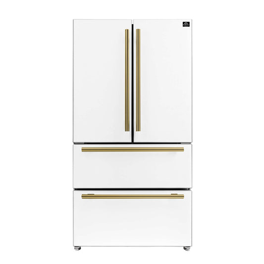 Forno Moena Espresso 36" French Door Refrigerator in White, 19.2 cu. ft