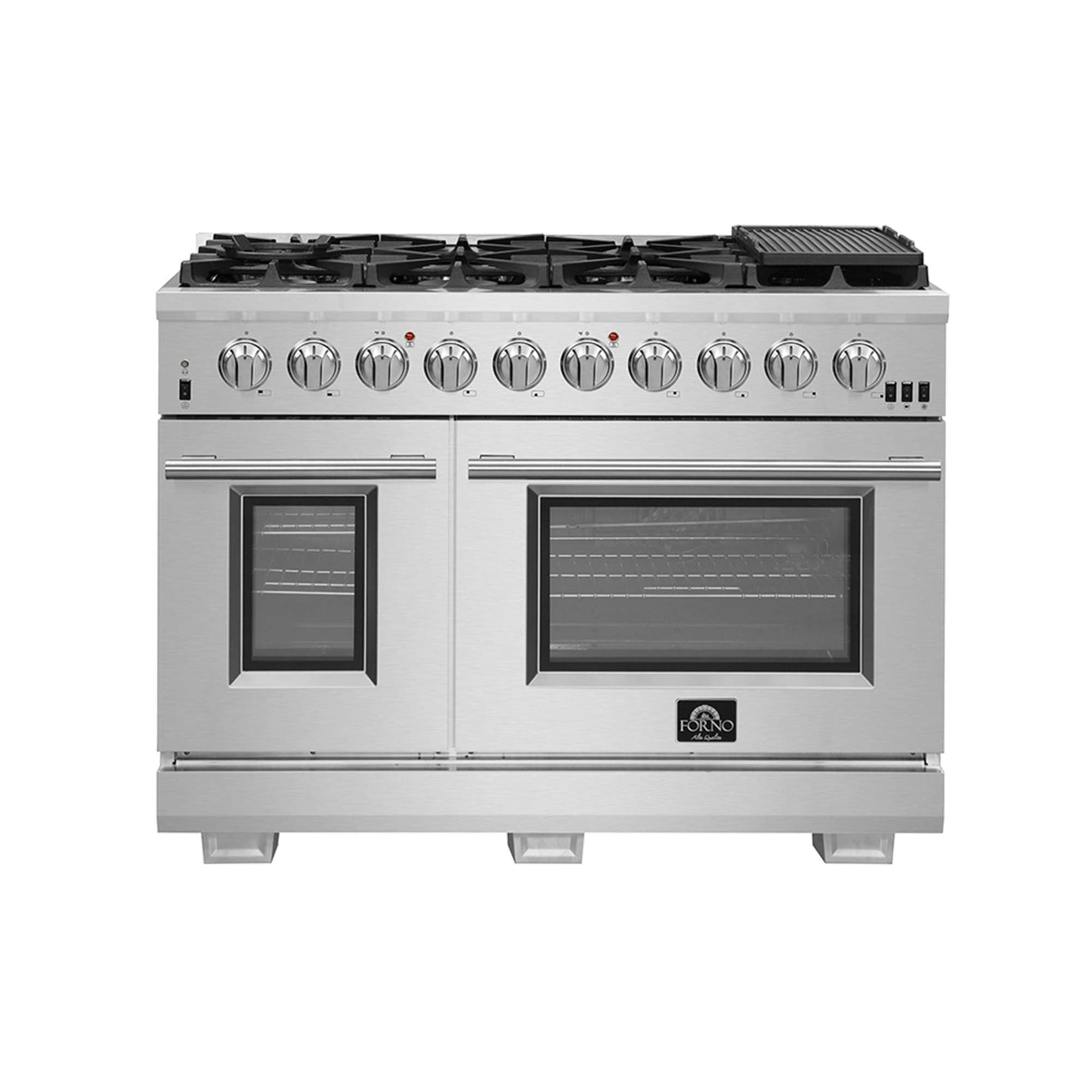 FORNO Premium 2-Piece Kitchen Bundle - Capriasca 48" Stainless Steel Range, Forno Maderno 2-28 " Wide Units with Decorative Trim