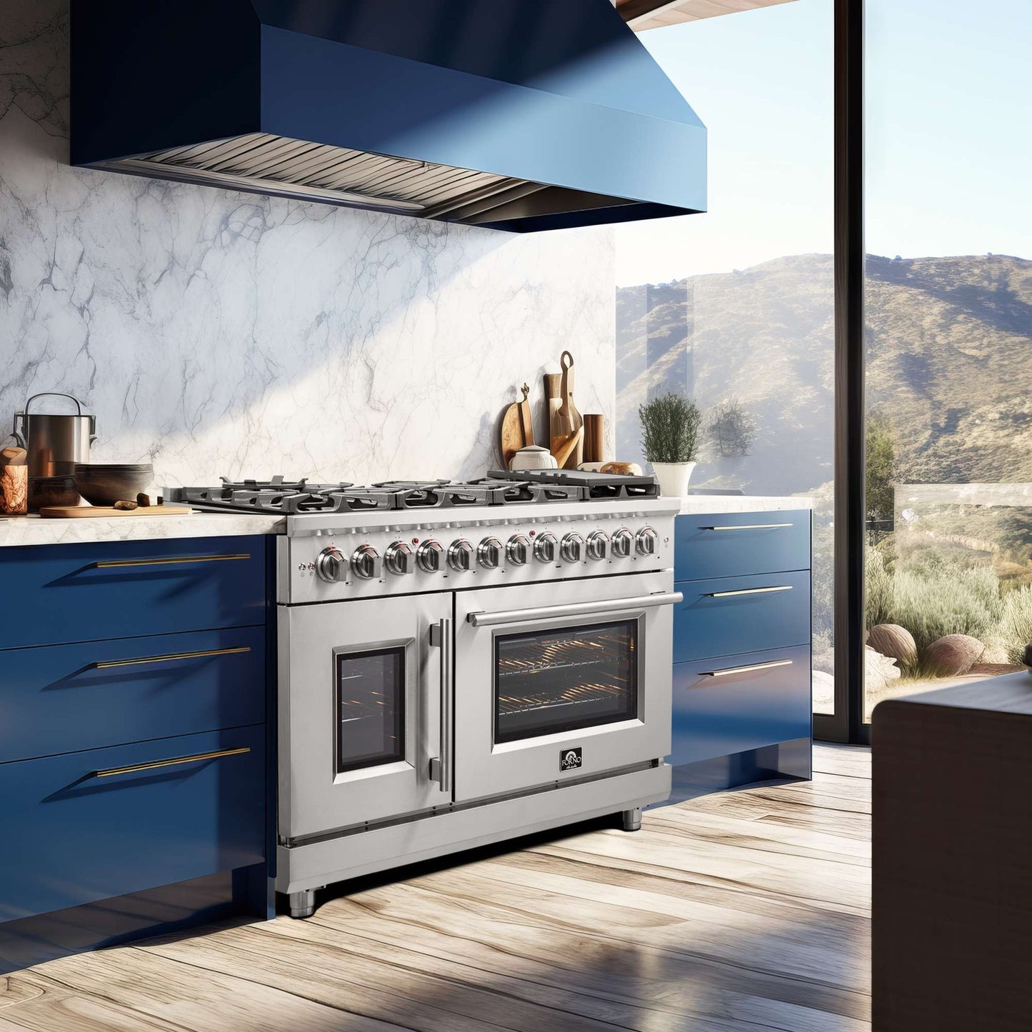 Forno Massimo 48" Freestanding French Door Dual Fuel Range
