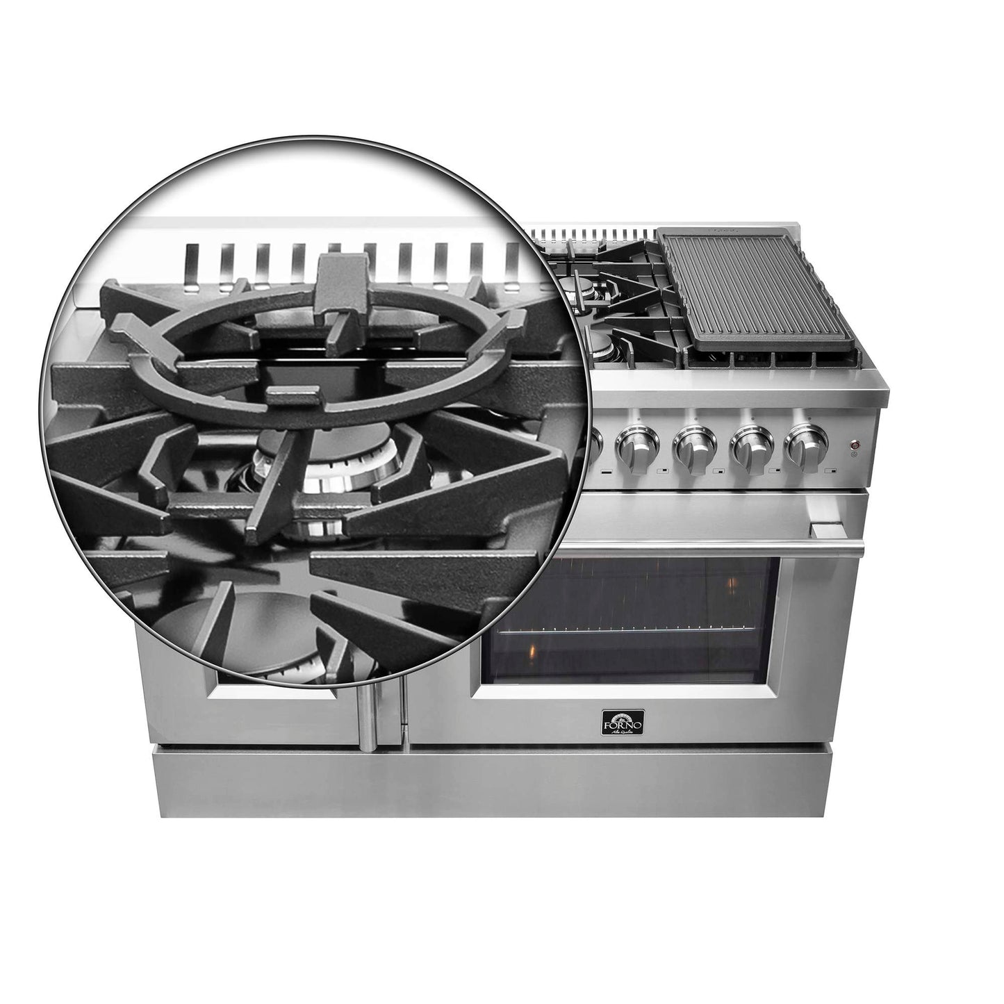 Forno Galiano 48" Freestanding French Door Series Dual Fuel Range