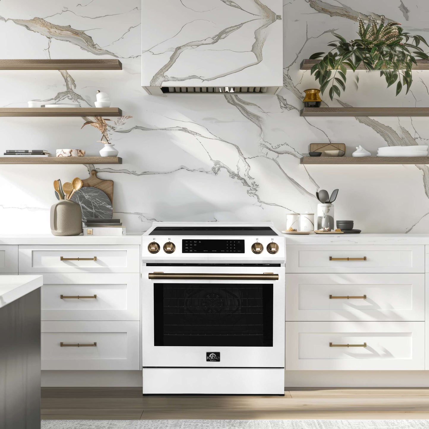 Forno Donatello Espresso 30-Inch Slide-In Induction Range White