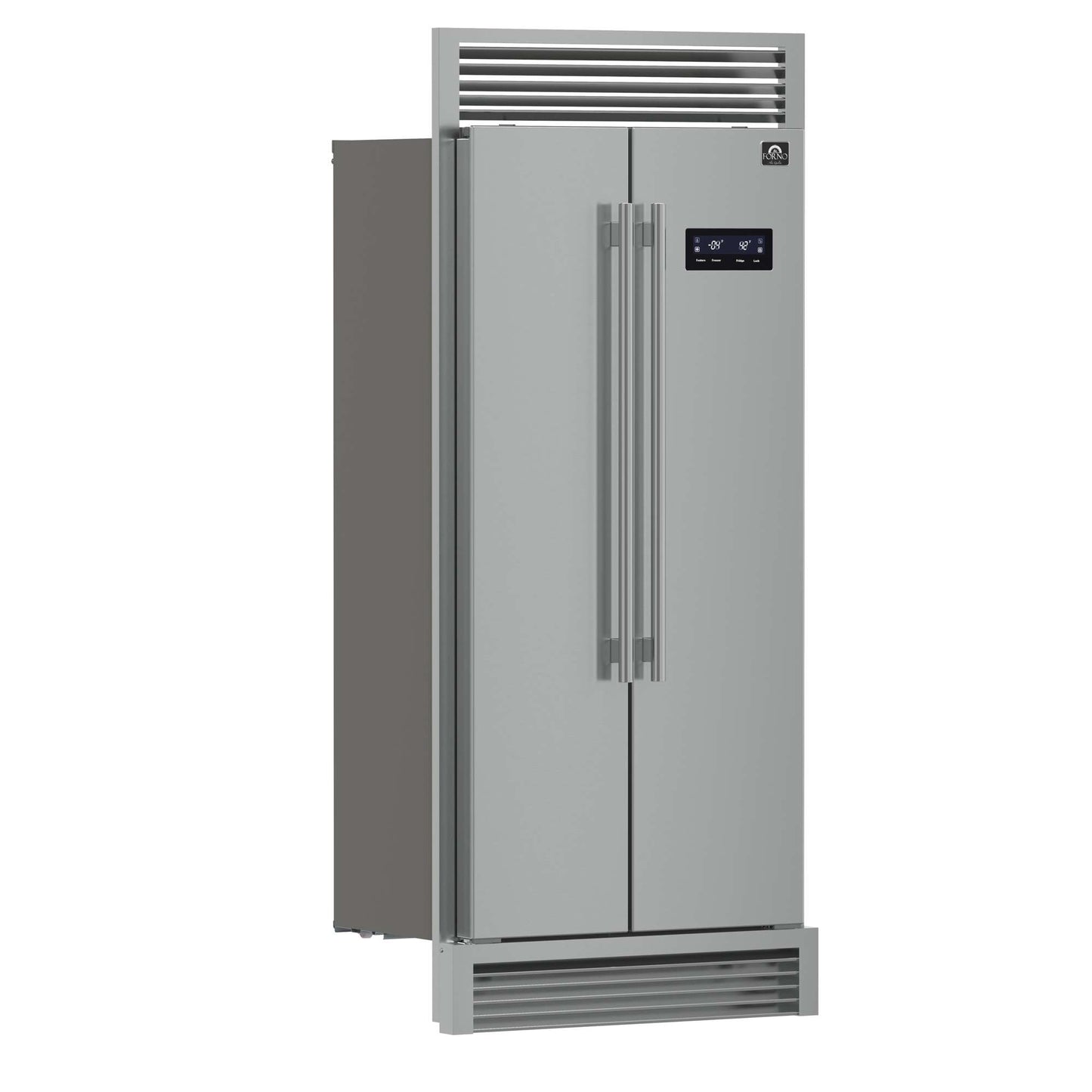 Forno Salerno 33" Built-in Stainless Steel Refrigerator 15.6 cu. ft - With Decorative Grill - 37"es Wide