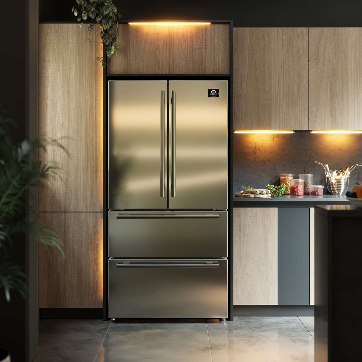 Forno Moena 36" French Door 19.2 Cu.Ft. Stainless Steel Refrigerator