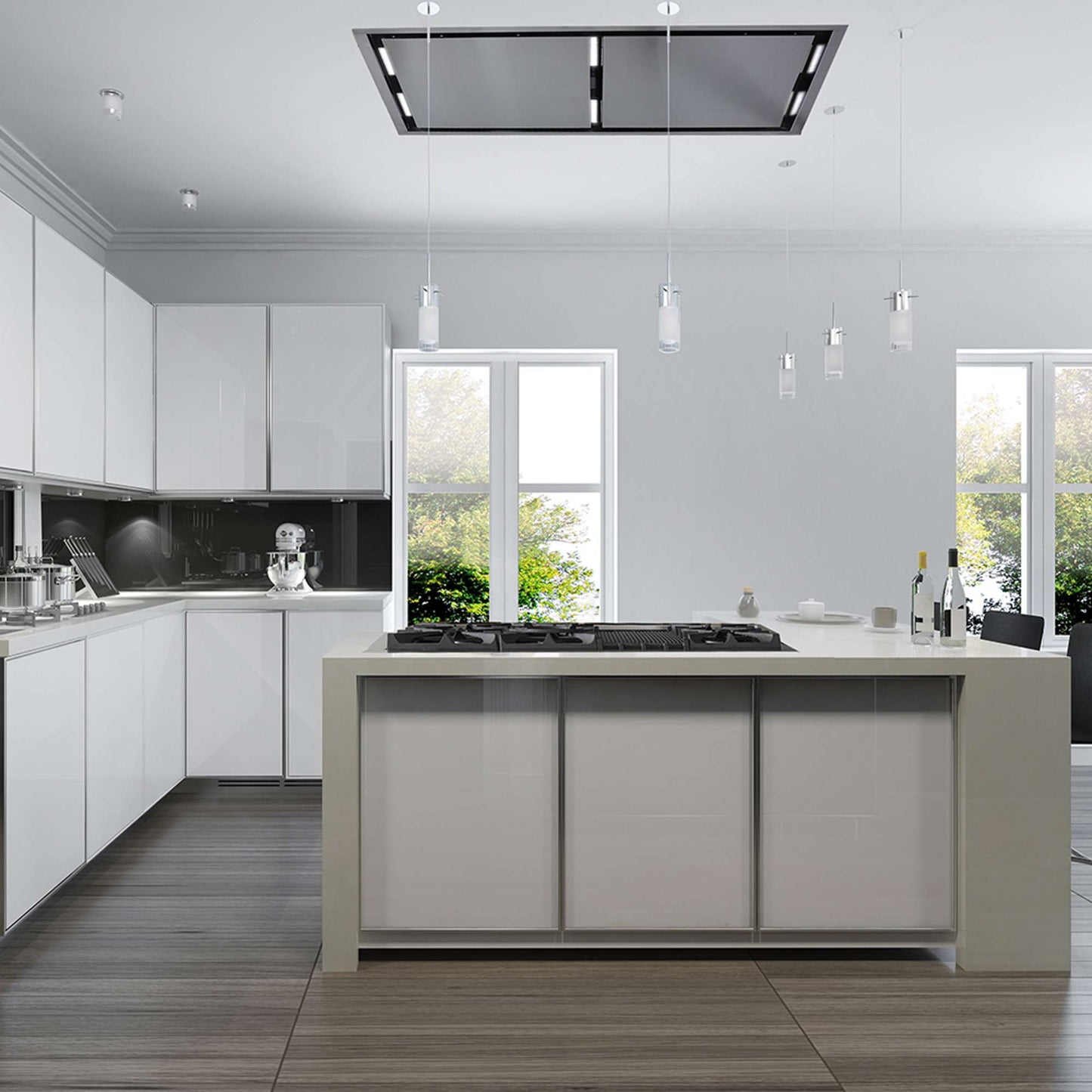Forno Arezzo - 44" Ceiling Range Hood with Perimetric Heat, Odor, Gases and Steam Air Capture