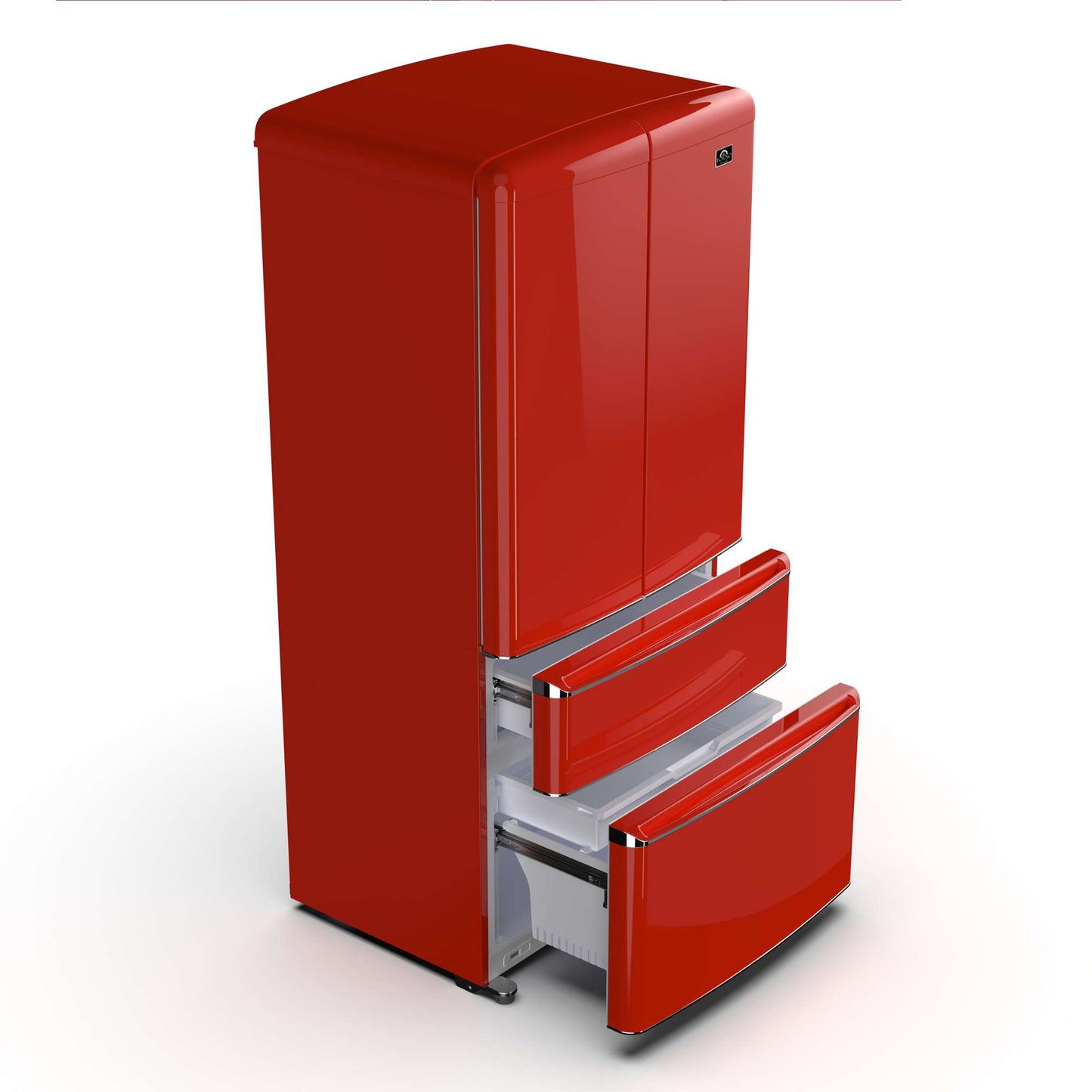 Forno Luigi 18 cu.ft. French Door Refrigerator Red, Handle-Free Design
