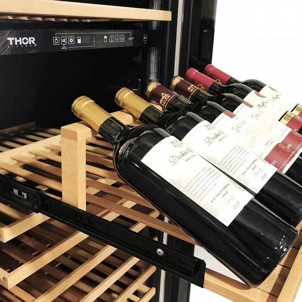 THOR Kitchen 24 Inch Dual Zone Wine Cooler, 162 Wine Bottle Capacity