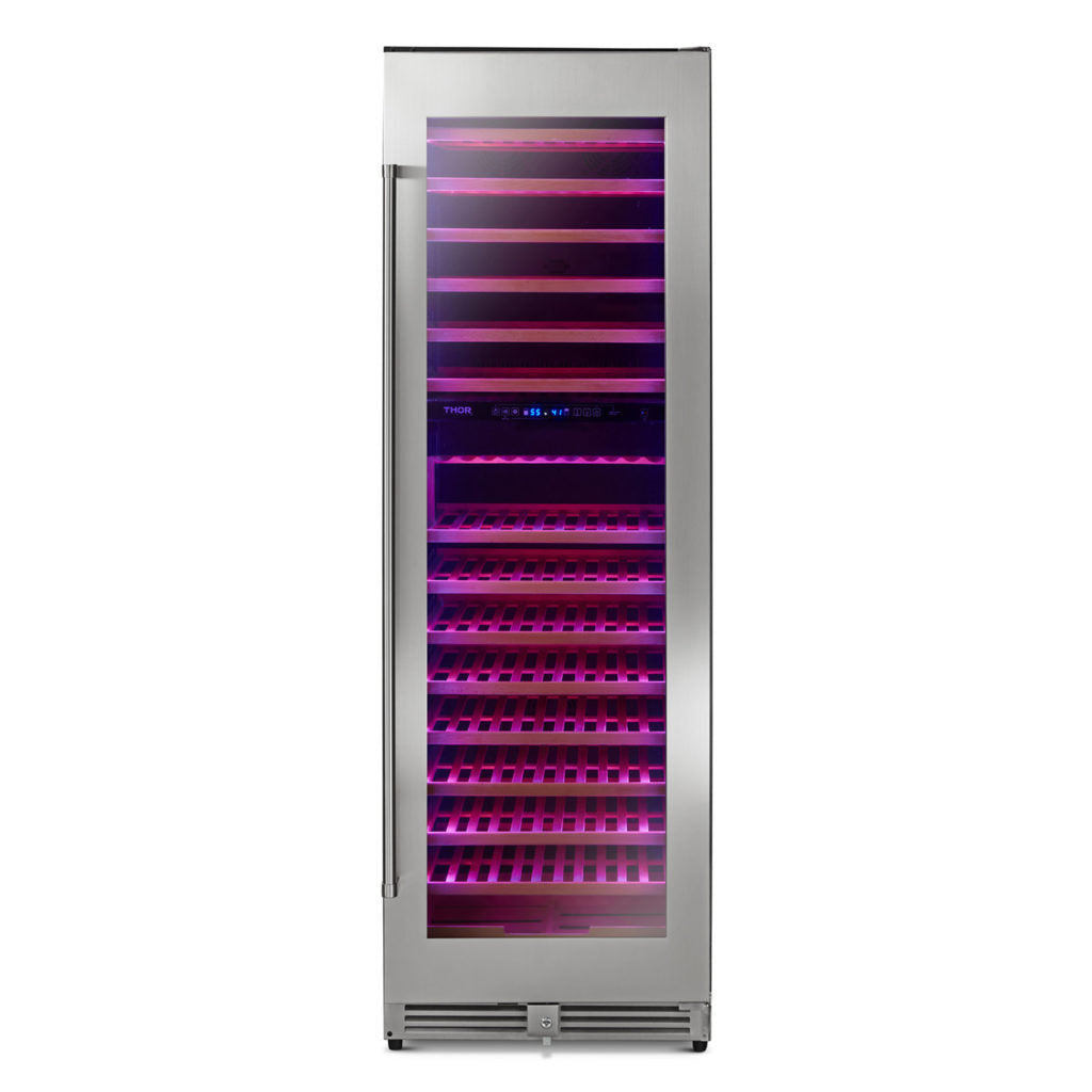 THOR Kitchen 24 Inch Dual Zone Wine Cooler, 162 Wine Bottle Capacity