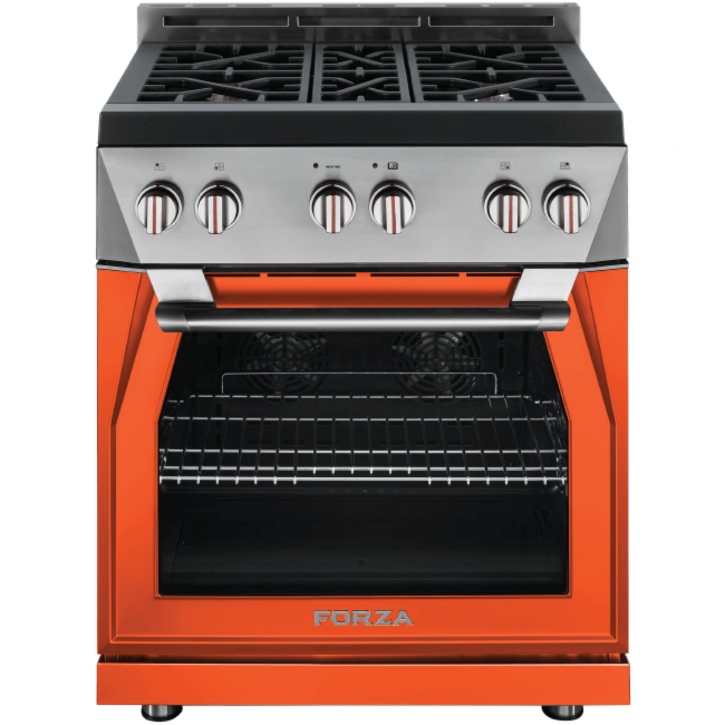 Forza 30" all Gas w/ 4 brass burners, Infinito Grate System, MassimoBlu Double Broiler, st. steel