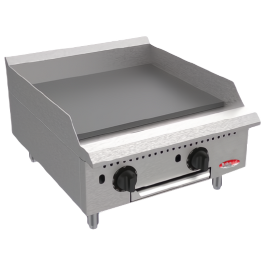 BakeMax America BATG24 Commercial Countertop 24 Inch Thermostatic Gas Griddle