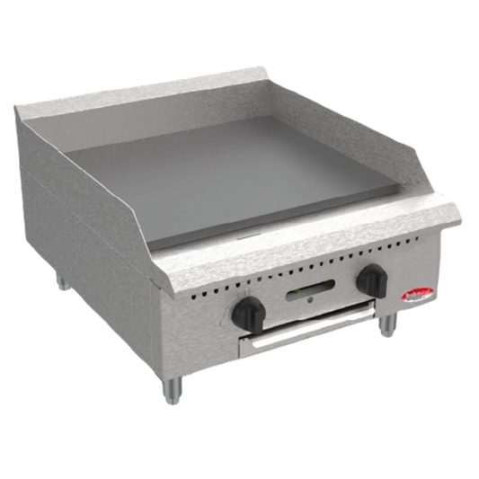 BakeMax America BACG24 Commercial Countertop 24 Inch Manual Gas Griddle