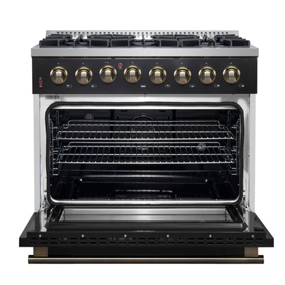 Forno Galiano 36" Freestanding Dual Fuel Range in Black