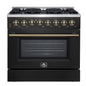 Forno Galiano 36" Freestanding Dual Fuel Range in Black