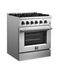 Forno Marco 30-inch Dual Fuel Range Stainless Steel, 4 Sealed Burners - 37,000 BTU, 4.32 cu.ft. True Convection Oven