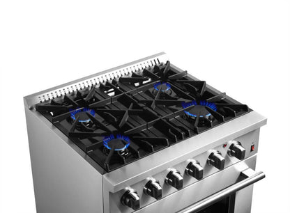 Forno Marco 30-inch Dual Fuel Range Stainless Steel, 4 Sealed Burners - 37,000 BTU, 4.32 cu.ft. True Convection Oven