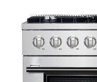 Forno Marco 36-Inch Dual Fuel Range Stainless Steel, 6 Sealed Burners - 67,000 BTU, 5.36 cu.ft. True Convection Oven