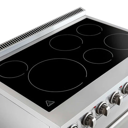 Forno Paolo 36 Inch Freestanding Electric Range, Stainless Steel, 5.44 cu.ft, True Convection Oven, Energy Efficient