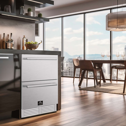 Forno Como 24" Indoor Outdoor Drawer Refrigerator, 4.87 cu.ft.