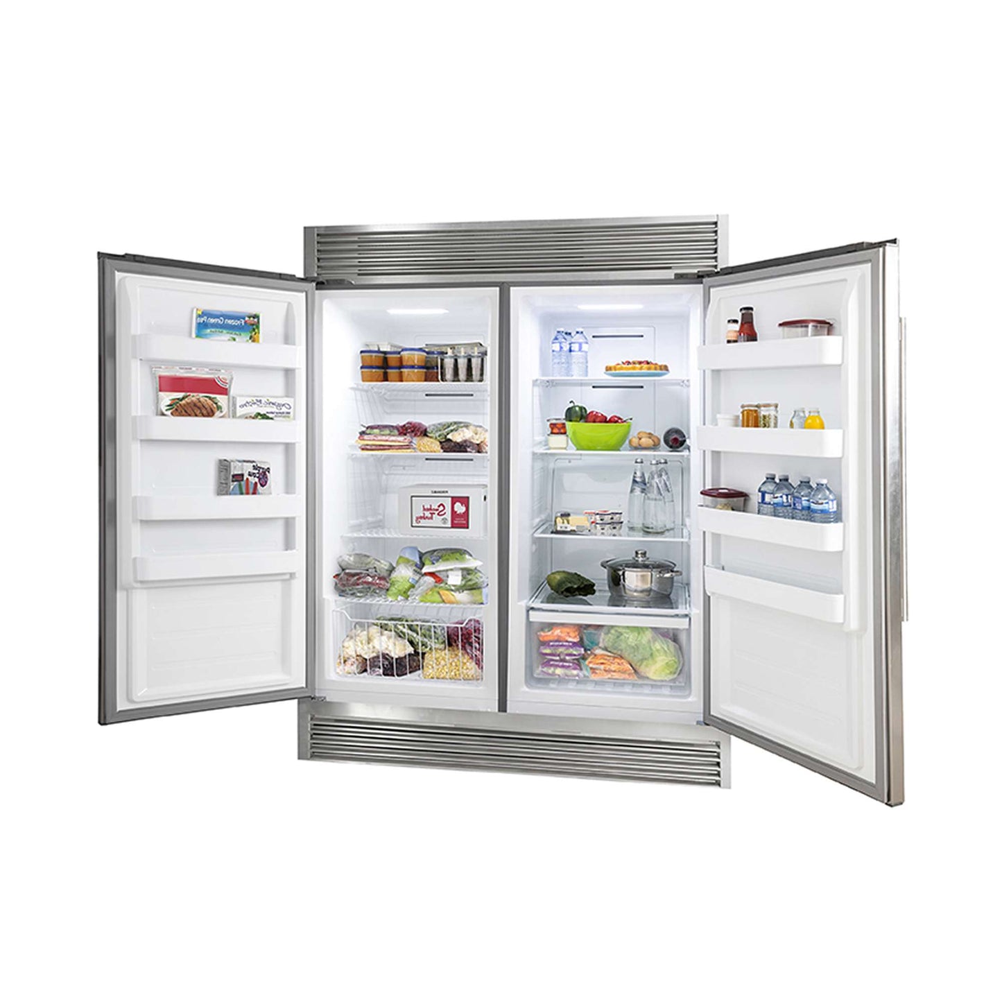 Forno Rizzuto 2-Piece 56-Inch Convertible Refrigerator/Freezer Set, 27.6 cu.ft. with Decorative Grill - 60-Inch Wide