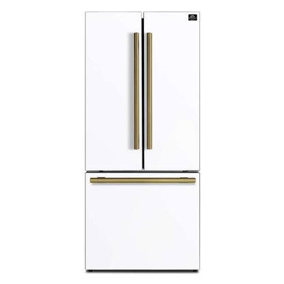 Forno Gallipoli Epsresso 30"-Wide White French Door Refrigerator with Bottom Freezer 17.5 Cu. Ft. Capacity - No Frost with Ice Maker