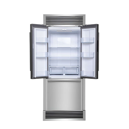 Forno Gallipoli 30" French Door Refrigerator, 17.5 cu.ft. Capacity & Decorative Grill - 34" Wide