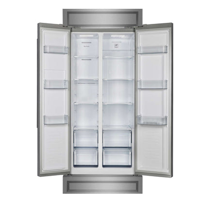 Forno Salerno 33" Built-in Stainless Steel Refrigerator 15.6 cu. ft - With Modern Decorative Grill - 37" Wide