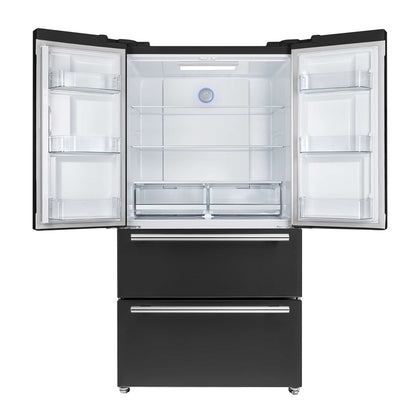 Forno Moena Espresso 36" French Door Refrigerator in Black, 19.2 cu. ft