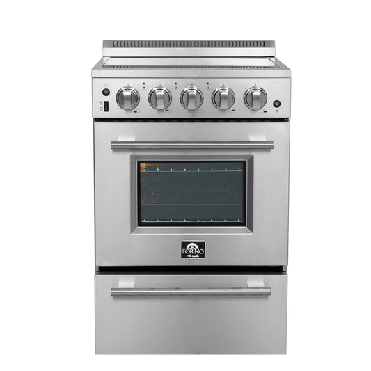 Forno Loiano 24 Inch Freestanding Electric Range Stainless Steel with Storage Drawer