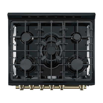 Forno Leonardo Espresso 30" Black Gas Range, 5 Burners, 39 500 BTU, 5 cu.ft. Convection Oven