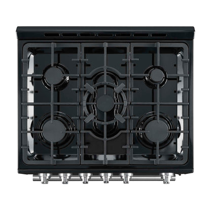 Forno Leonardo Espresso 30" Black Gas Range, 5 Burners, 39 500 BTU, 5 cu.ft. Convection Oven