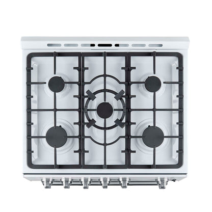 Forno Leonardo Espresso 30" White Gas Range, 5 Burners, 39 500 BTU, 5 cu.ft. Convection Oven