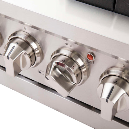 FORNO Capriasca 48-inch Gas Range Stainless Steel, 8 Brass Burners 160,000 BTU, 6.58 cu.ft. Double Oven