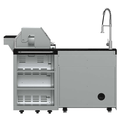 FORNO Bulnes 40-Inch BBQ, 95,000 BTU, 5 Burners, Sear & Rotisserie Infrared with Side Burner, Stainless Steel Outdoor Kitchen with 1.8 cu.ft. Beverage Center & Black Granite Countertops