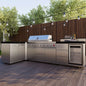 FORNO Bulnes 40-Inch BBQ, 95,000 BTU, 5 Burners, Sear & Rotisserie Infrared with Side Burner, Stainless Steel Outdoor Kitchen with 1.8 cu.ft. Beverage Center & Black Granite Countertops