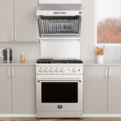 Forno Savona - 30" Wall Mount Range Hood Baffle Filter & Back Splash