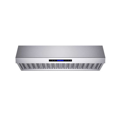 Forno Palazzo 48" Wall Mounted Range Hood Stainless Steel Heavy-Duty Baffle Filters & Remote Control