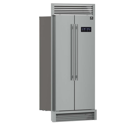 Forno Salerno 33" Built-in Stainless Steel Refrigerator 15.6 cu. ft - With Decorative Grill - 37"es Wide