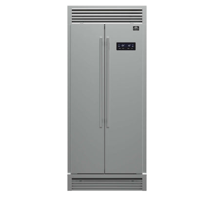 Forno Salerno 33" Built-in Stainless Steel Refrigerator 15.6 cu. ft - With Decorative Grill - 37"es Wide